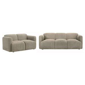 Dorset - Upholstered Round Track Arm Sofa Set Light Brown 2 Pc. Sofa, Loveseat