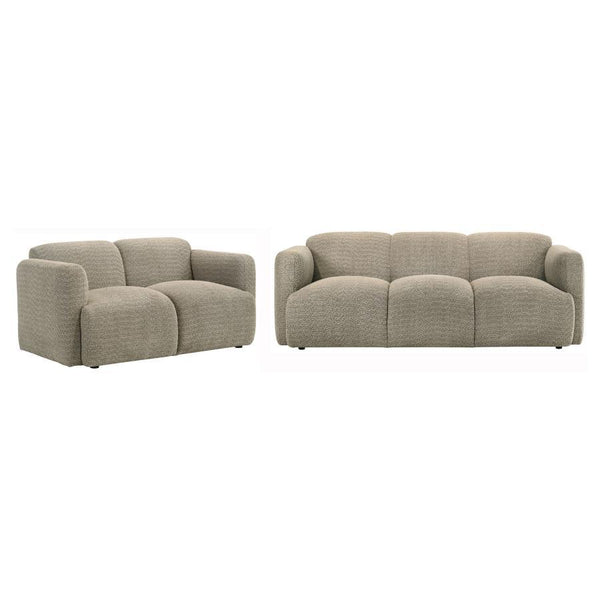 Dorset - Upholstered Round Track Arm Sofa Set Light Brown 2 Pc. Sofa, Loveseat