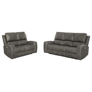 Brickston - Triple Power Reclining Sofa Set Dark Gray 2 Pc. Sofa, Loveseat