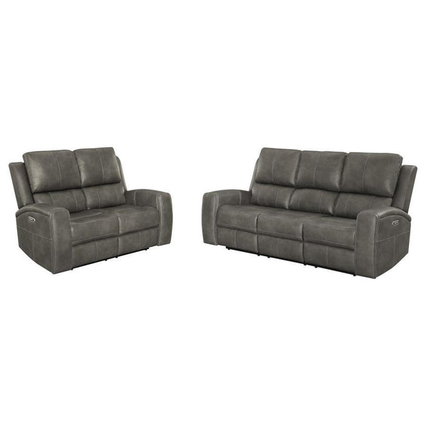 Brickston - Triple Power Reclining Sofa Set Dark Gray 2 Pc. Sofa, Loveseat