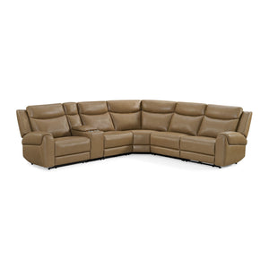 Momentum - Modular Power Reclining Sectional With Power Adjustable Headrests Light Brown 6 Piece Modular Power Reclining Sectional