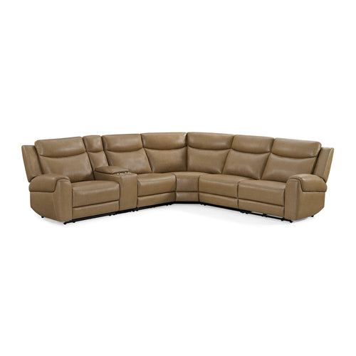 Momentum - Modular Power Reclining Sectional With Power Adjustable Headrests Light Brown 6 Piece Modular Power Reclining Sectional