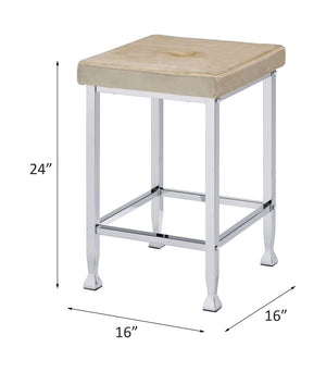 Raine - Counter Height Stool (Set of 2) - Beige Velvet & Chrome