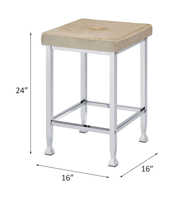 Raine - Counter Height Stool (Set of 2) - Beige Velvet & Chrome