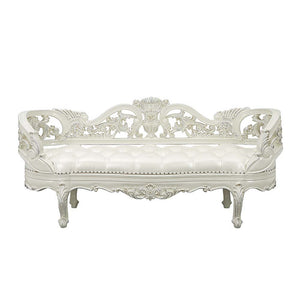 Adara - Bench - Pearl White Synthetic Leather & Antique White