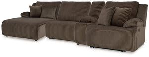 Top Tier - Reclining Sectional Dark Brown 4 Pc. Left Arm Facing Press Back Chaise Reclining Sectional