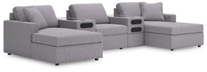 Modmax - Granite - Sectional Gray 5 Pc. Sectional With Chaise And Audio Console