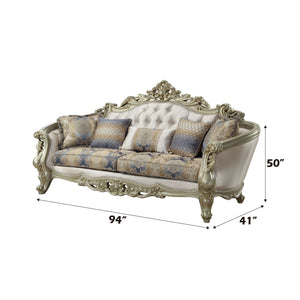 Gorsedd - Sofa With 5 Pillows - Fabric & Golden Ivory