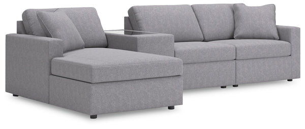 Modmax - Granite - Sectional Gray 4 Pc. Sectional With Laf Corner Chaise And Storage Console