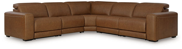 Magic Man - Reclining Sectional Light Brown 5 Pc. Power Reclining Sectional With Manual Headrest