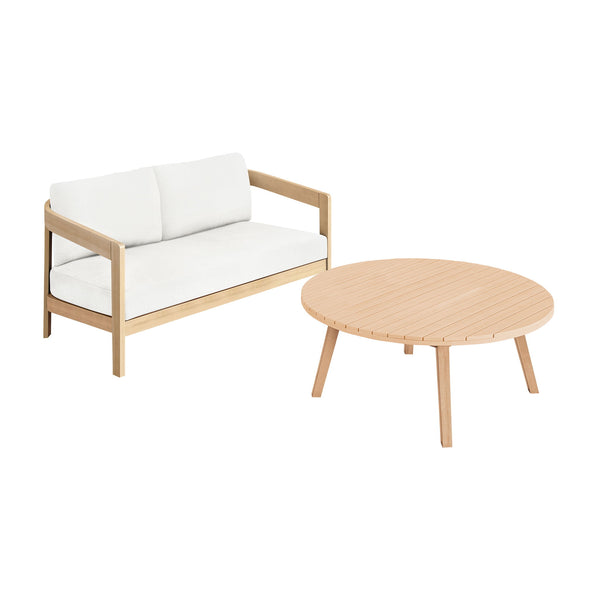 Wesley - Outdoor Patio Set Light Brown 2 Pc. Loveseat, Coffee Table