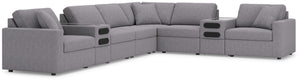 Modmax - Granite - Sectional Gray 8 Pc. Sectional With Audio Consoles