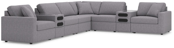 Modmax - Granite - Sectional Gray 8 Pc. Sectional With Audio Consoles