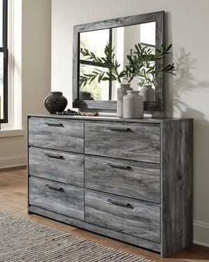 Baystorm - Six Smooth Drawer Dresser Gray Dresser & Mirror