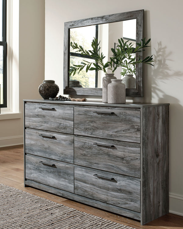Baystorm - Six Smooth Drawer Dresser Gray Dresser & Mirror
