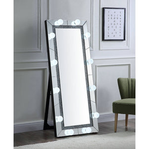 Noralie - 63" X 26" Floor Mirror - Mirrored & Faux Diamonds