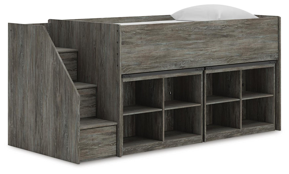Frandern - Loft Bed Gray Twin Storage Steps