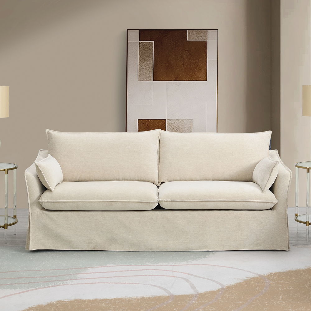 Shane - Sofa With 2 Pillows - Beige Linen
