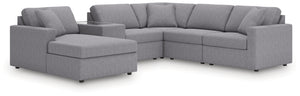 Modmax - Granite - Sectional Gray 6 Pc. Sectional With Laf Corner Chaise, Raf Corner Chair And Storage Console