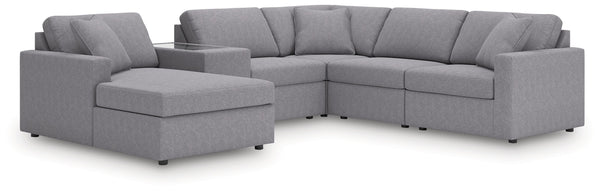 Modmax - Granite - Sectional Gray 6 Pc. Sectional With Laf Corner Chaise, Raf Corner Chair And Storage Console