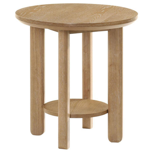 Ottowa - Round Wood Table With Shelf Light Brown End Tables