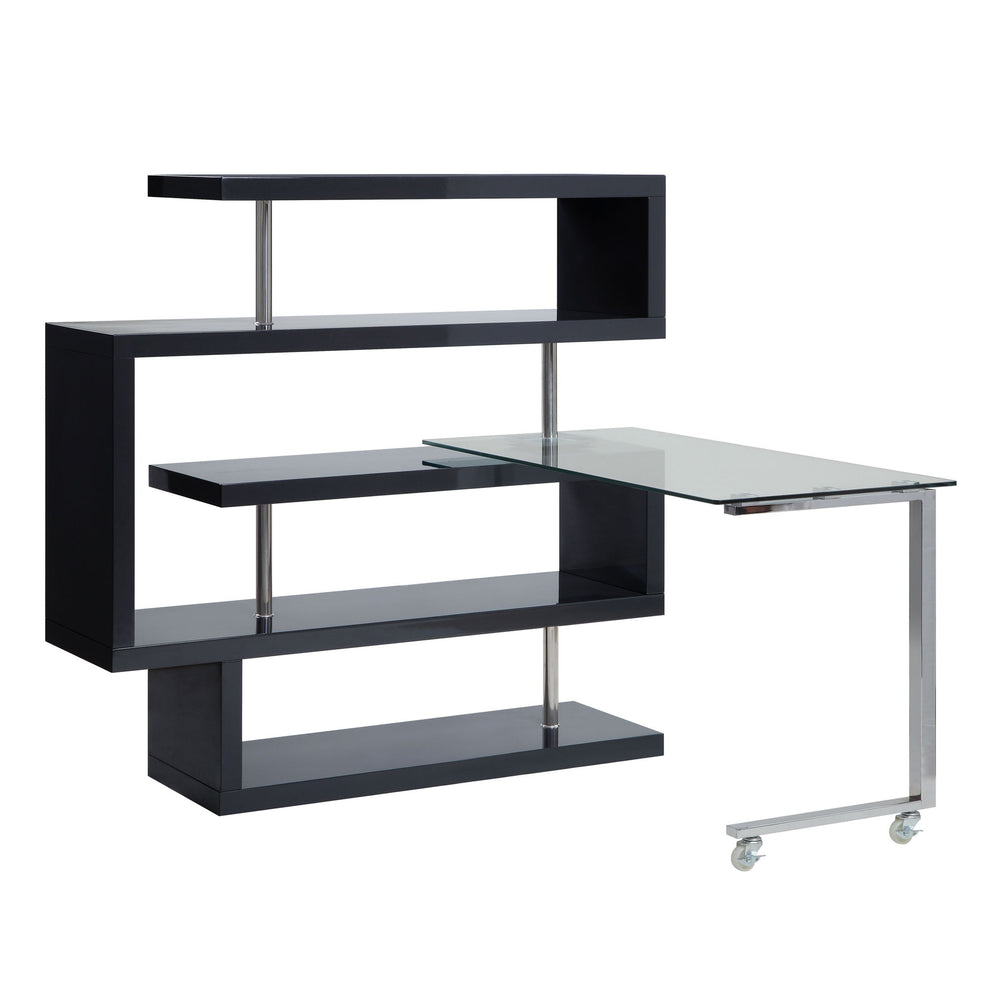 Buck II - Writing Desk With Bookshelf Black