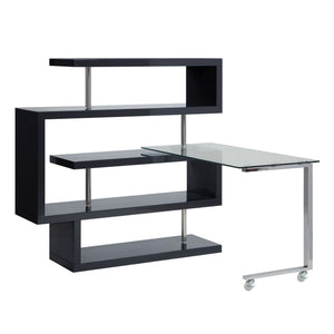 Buck II - Writing Desk With Bookshelf Black
