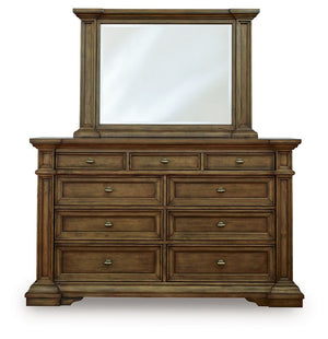 Frantanna - 3 Pc. - Queen Panel Storage Bed, Dresser And Mirror - Brown