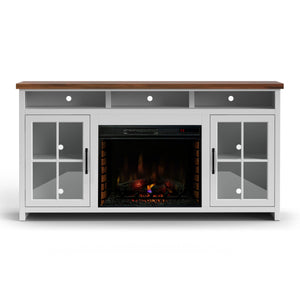 Hampton - 74" Fireplace TV Stand - Jasmine Whitewash / Barnwood