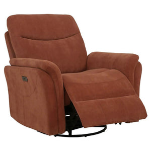 Adler - Upholstered Power Swivel Glider Recliner Orange