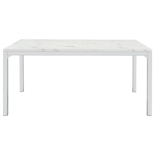 Athena - Rectangular Faux Marble Dining Table - Chrome