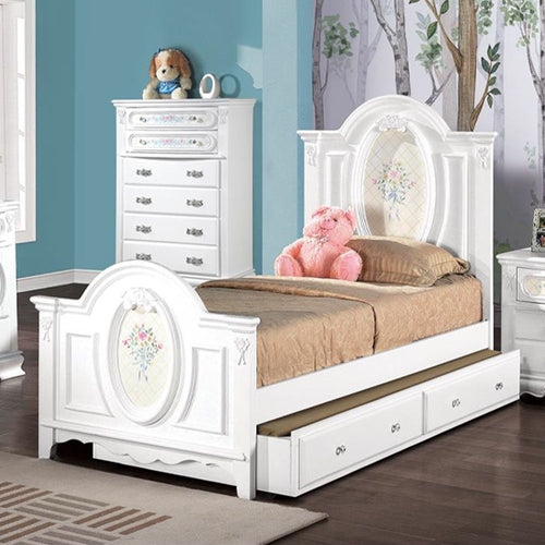Flora - Panel Bed White Full