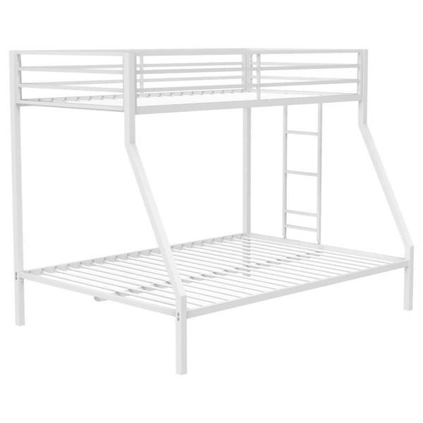 Alevera - Metal Bunk Bed With Ladder White Twin over Full