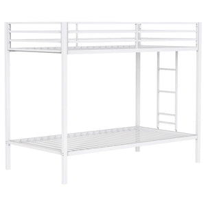 Alevera - Metal Bunk Bed With Ladder White Twin over Twin