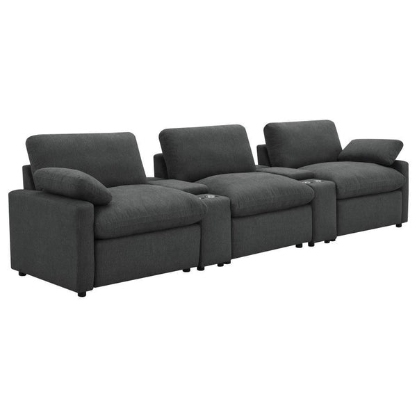 Collins - 5-Piece Power Reclining Home Theater Seating Dark Gray