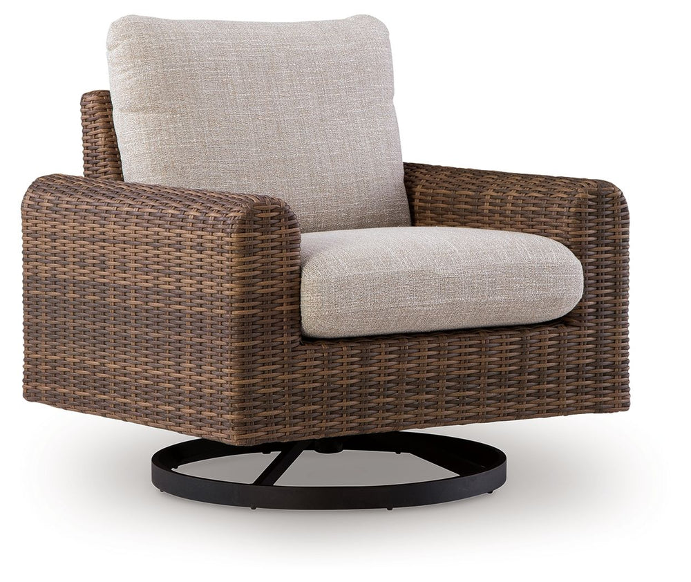 Dolan Creek - Swivel Lounge With Cushion - Gray / Brown