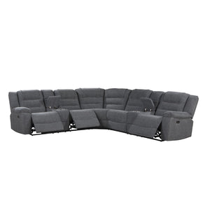 Redondo - Power 3 Piece Ssectional (2 Loveseats & Wedge) - Dark Gray