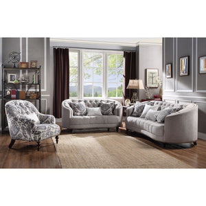 Saira - Loveseat With 3 Pillows - Light Gray Fabric