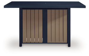 East Beach - Rectangular Bar Table With Fire Pit - Blue
