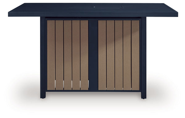 East Beach - Rectangular Bar Table With Fire Pit - Blue