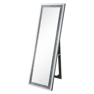 Noralie - 60" Floor Mirror With LED - Mirrored & Faux Diamonds