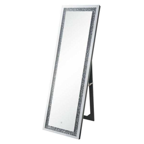Noralie - 60" Floor Mirror With LED - Mirrored & Faux Diamonds