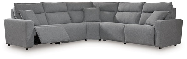 ModMax II - Salt And Pepper - Reclining Sectional Gray 5 Pc. Power Reclining Sectional With RAF Zero Wall Power Recliner