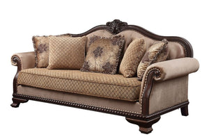 Chateau De Ville - Sofa With 5 Pillows (Same Lv01588) - Fabric & Espresso