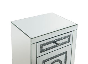 Noralie - 26"H Accent Table With Storage Drawers - Mirrored & Faux Diamonds