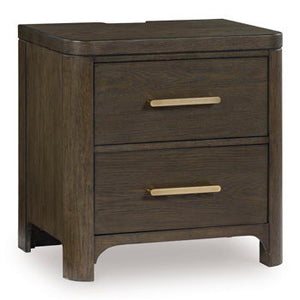 Radkin - Two Drawer Night Stand - Burnished Brown
