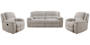 Buster - Manual Glider Reclining Sofa Set Beige 3 Pc. Sofa, 2 Recliners