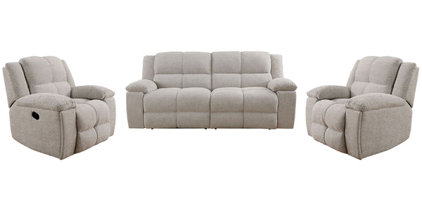 Buster - Manual Glider Reclining Sofa Set Beige 3 Pc. Sofa, 2 Recliners