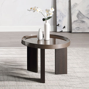 Lakita - Table Dark Blond High Gloss & Smoked Oak End Tables