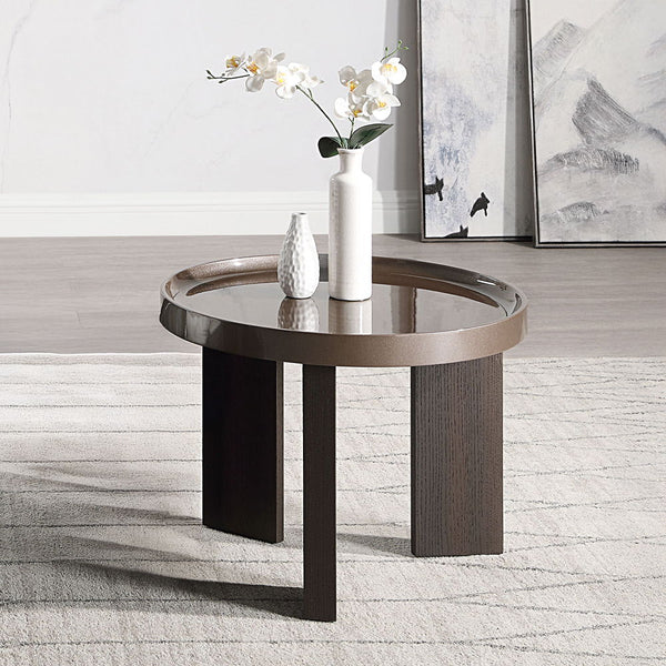 Lakita - Table Dark Blond High Gloss & Smoked Oak End Tables
